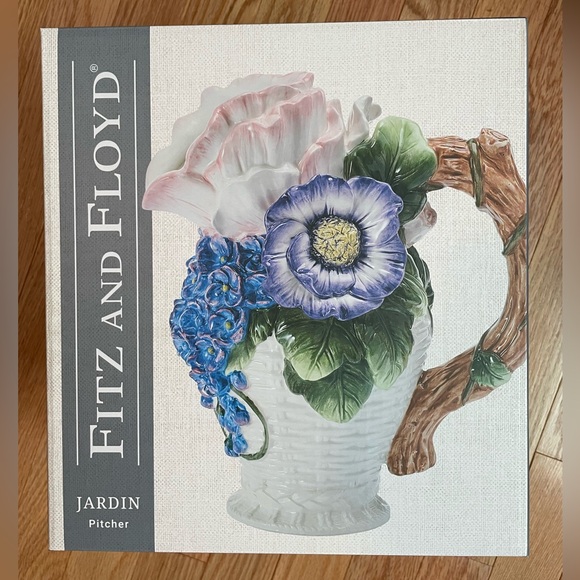 Fitz and Floyd Jardin Floral Bouquet Pitcher Vase Decorative, 9.5 Inch High - Picture 7 of 10